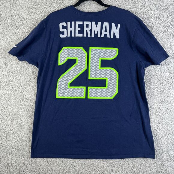 Seattle Seahawks Nike T Shirt Men XL Richard Sherman #25 NFL Team Apparel Swoosh - Picture 1 of 7